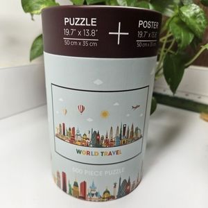 World Travel 500 Piece Puzzle Skyline Cities Landmarks Makes Poster 19 x 13 Inch